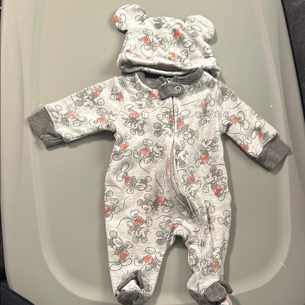 Gray Disney Kids One Piece with Mickey Mouse Design